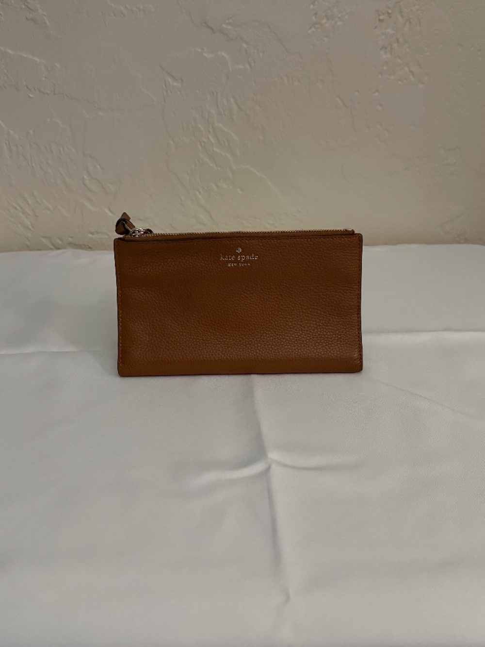 Kate Spade Cognac Pebbled Leather Bifold Wallet